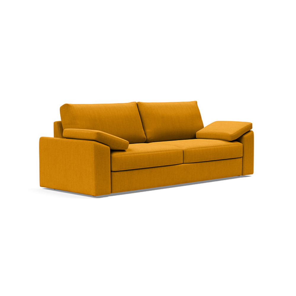 The Vilander Sleeper Sofa With Cushion Arms from Innovation Living with elegance burned curry 507 upholstery setup as a couch.