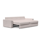 The Vilander Sleeper Sofa With Cushion Arms from Innovation Living with weda sand 300 upholstery setup as a bed.