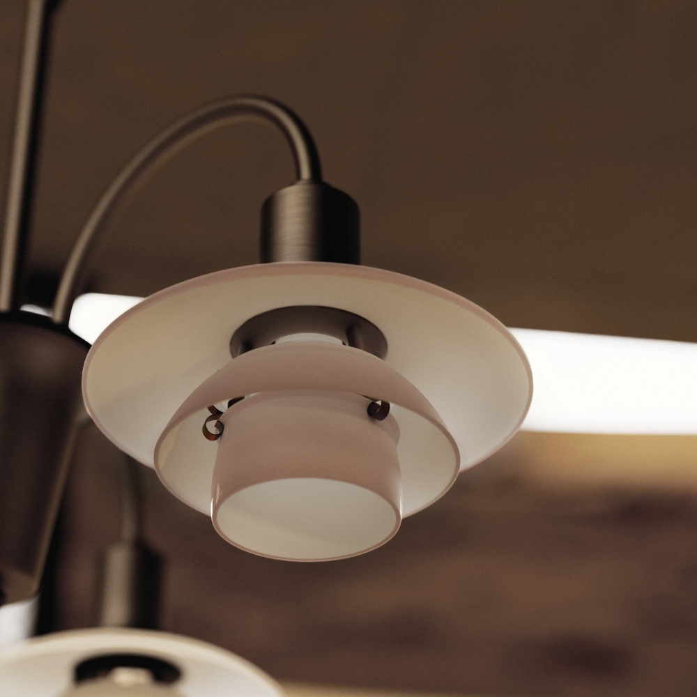 Shade detail of the PH 1/1 Chandelier, 3-Light by Louis Poulsen turned off.