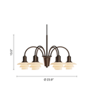 Dimensions of the PH 1/1 Chandelier, 6-Light by Louis Poulsen.