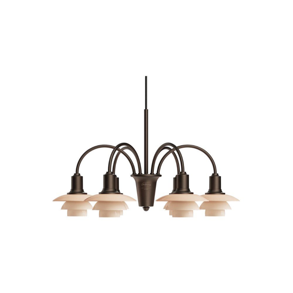 The PH 1/1 Chandelier, 6-Light by Louis Poulsen turned off.