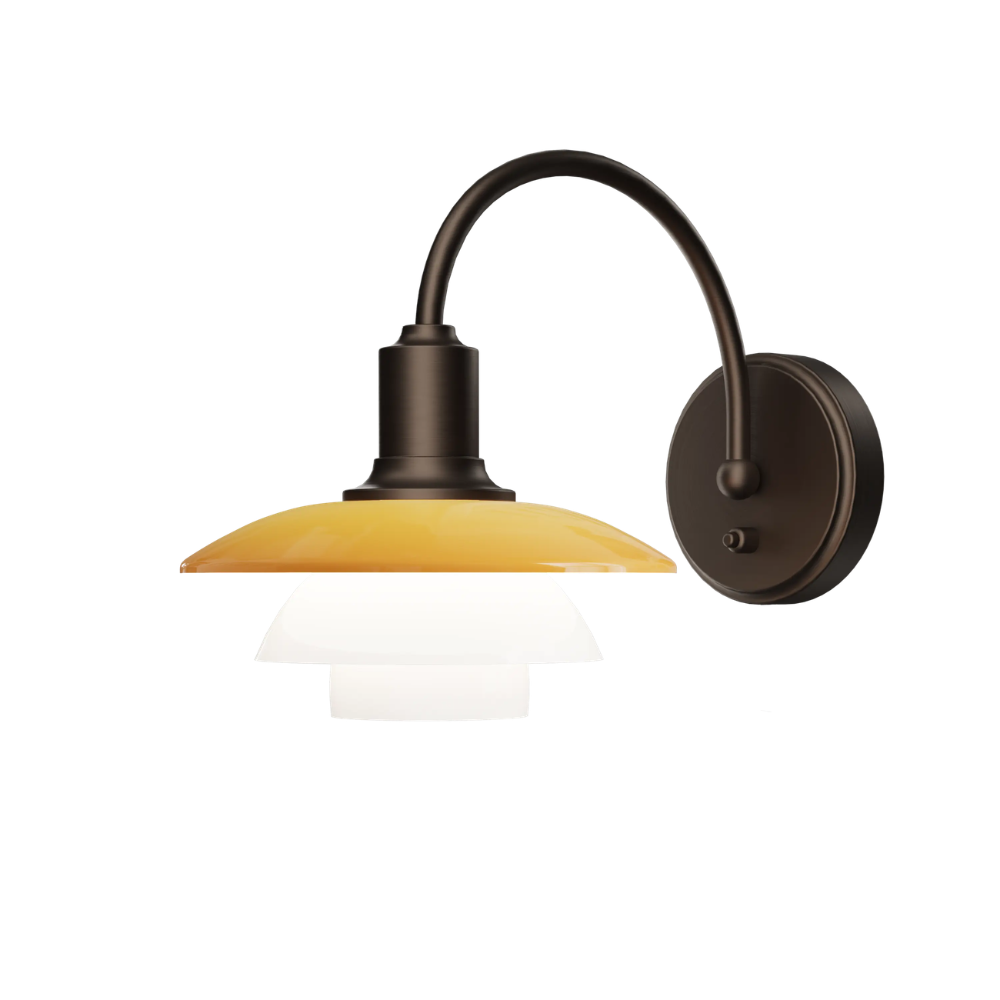 PH 2/2 Wall Lamp Centenary Edition with switch turned on.