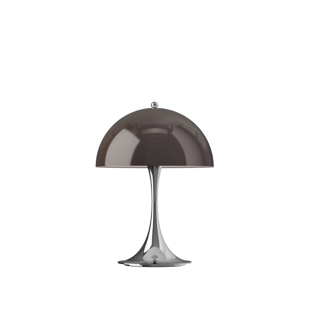 The Panthella 250 Portable Table Lamp from Louis Poulsen in Original Opal Brown turned off.