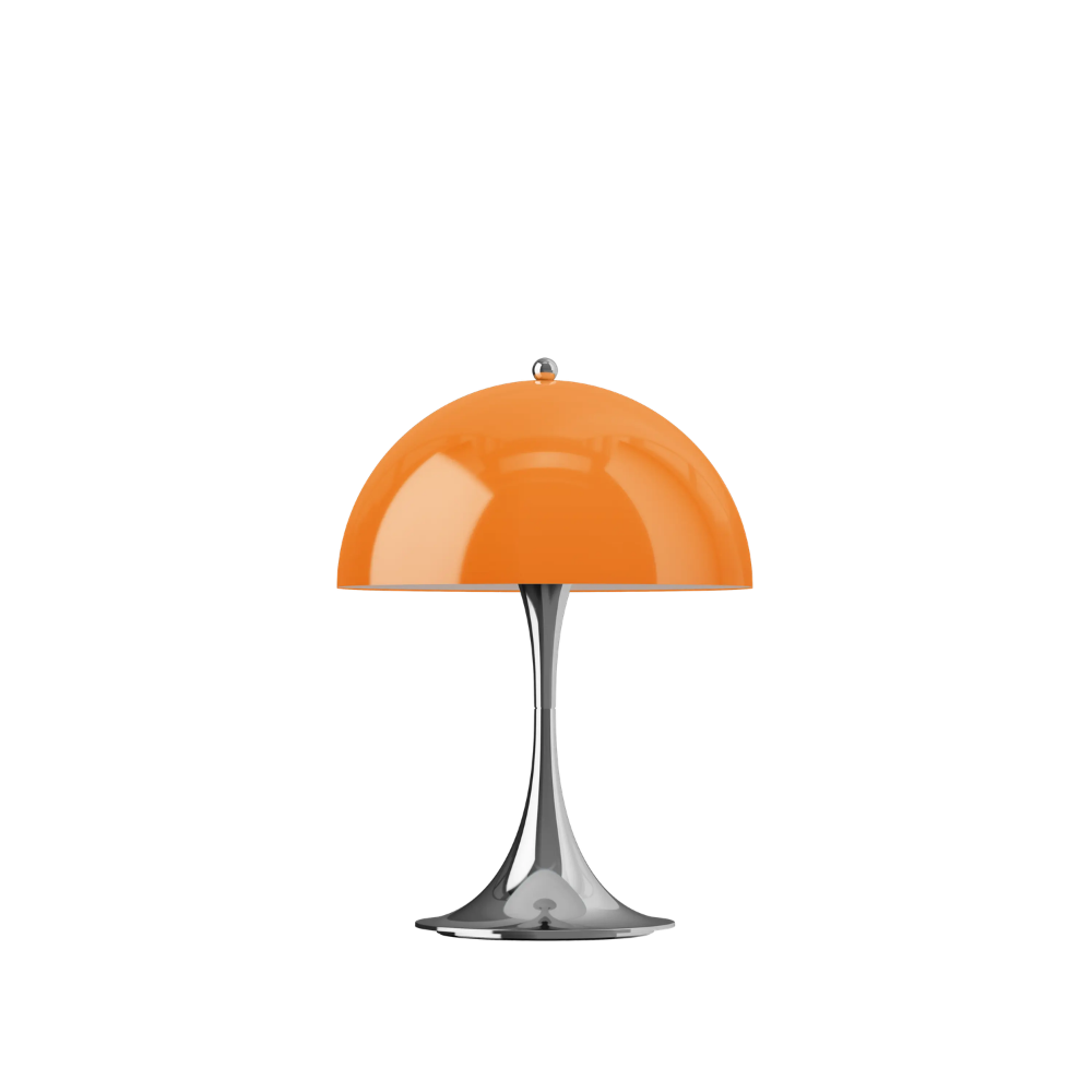 The Panthella 250 Portable Table Lamp from Louis Poulsen in Original Opal Orange turned off.