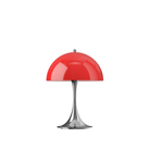 The Panthella 250 Portable Table Lamp from Louis Poulsen in Original Opal Red turned off.