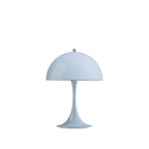 The Panthella 250 Portable Table Lamp from Louis Poulsen in Opal Pale Blue turned off.