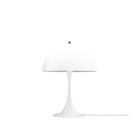 The Panthella 320 Table Lamp from Louis Poulsen in Opal White turned off.