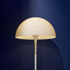 The Panthella 400 Floor Lamp by Louis Poulsen, turned on.