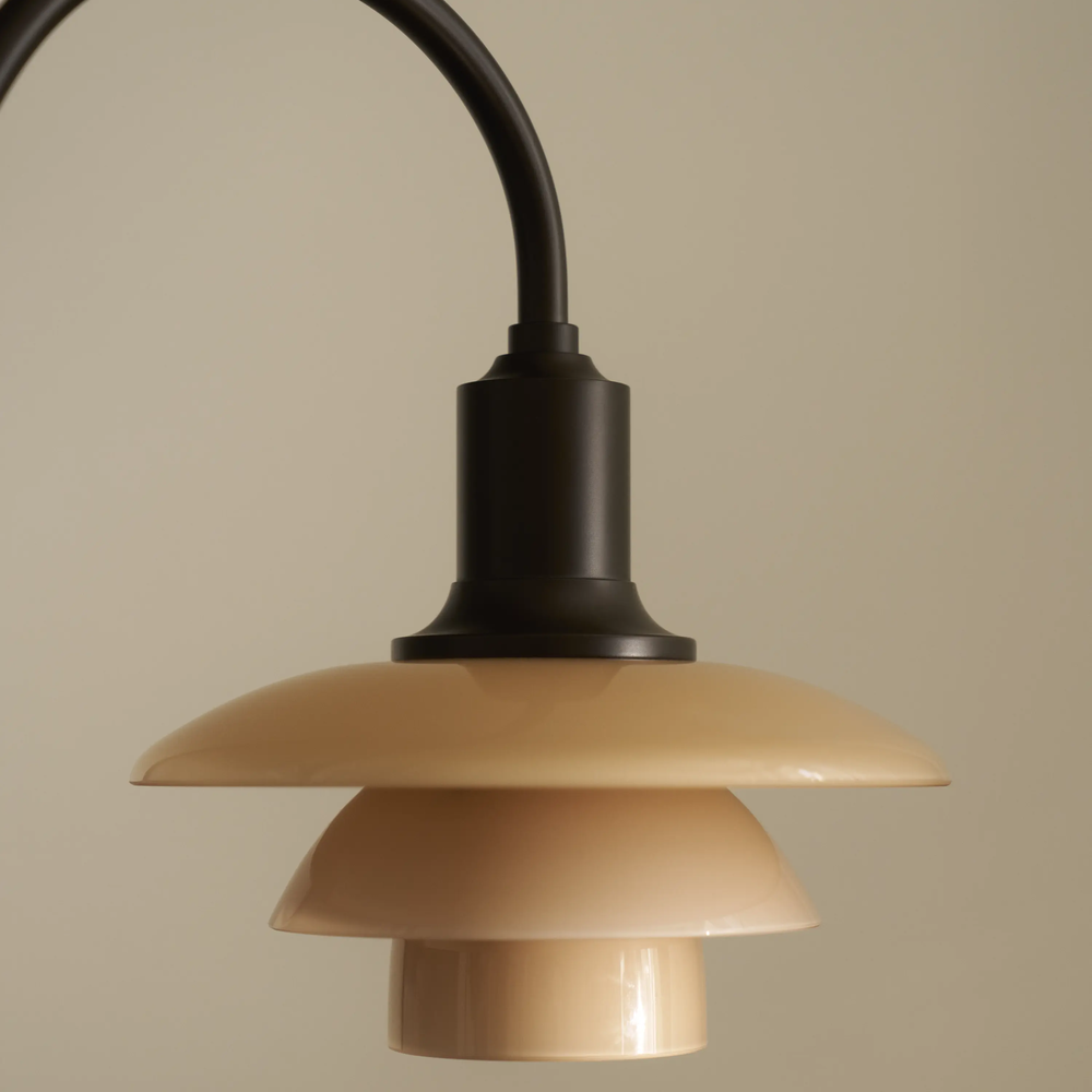Detailed image of the dusty terracotta shade on the PH 1/1 Piano Table Lamp by Louis Poulsen.