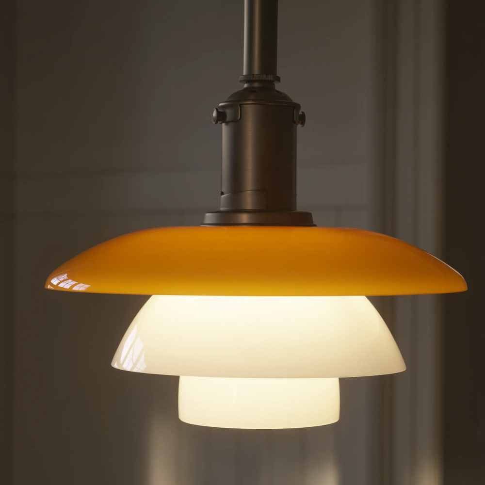 A close up of the PH 3/3 Pendant Centenary Edition by Louis Poulsen.