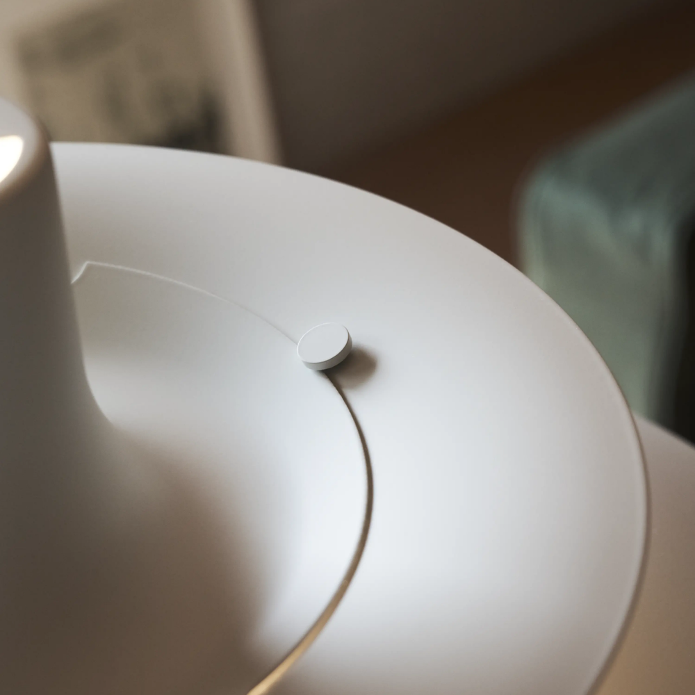 The PH 5 from Louis Poulsen in monochrome pale pewter from above.