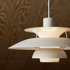 The PH 5 from Louis Poulsen in monochrome pale pewter close up.