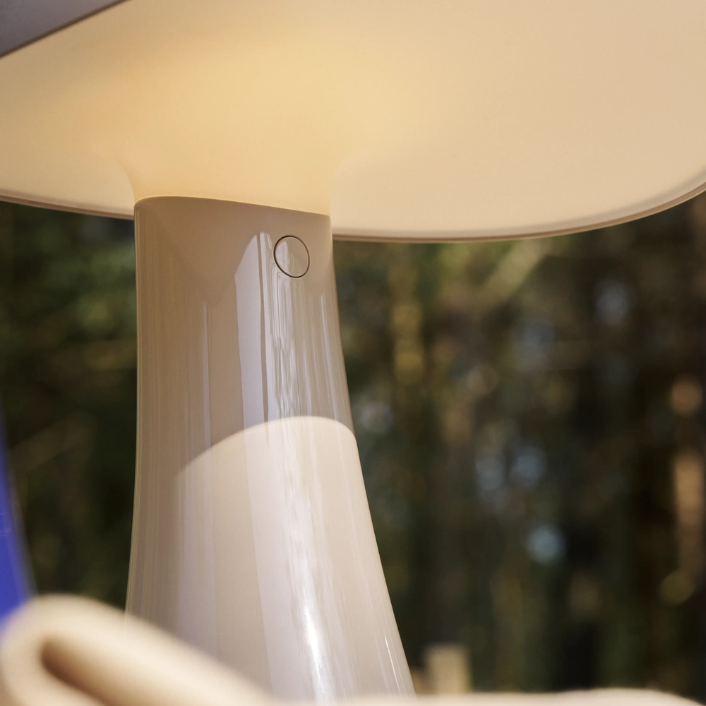 Rumee 220 Portable Lamp in Earth Grey up close.