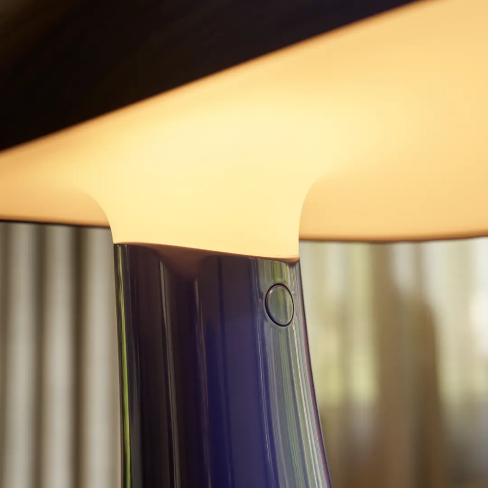 Rumee 220 Portable Lamp in Night Blue up close.