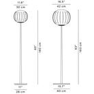 The Lita Floor Lamp large and small dimension line drawing. all-groups
