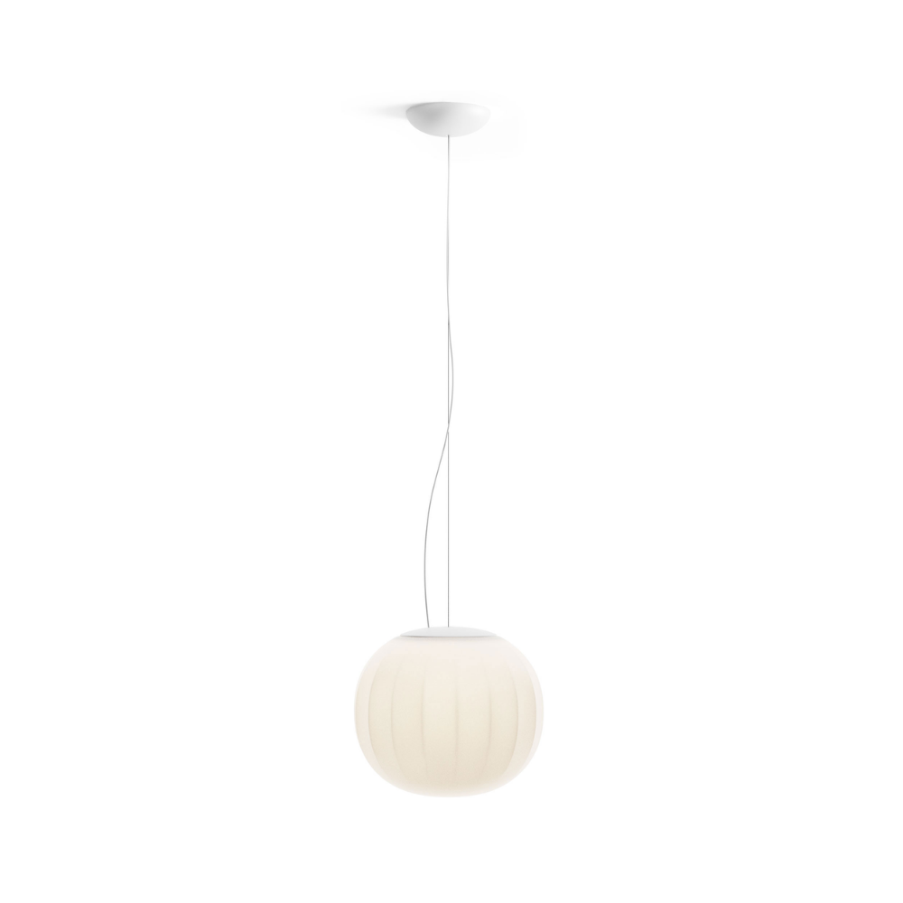 The Lita Pendant by Luceplan, 7-inch in matte white.