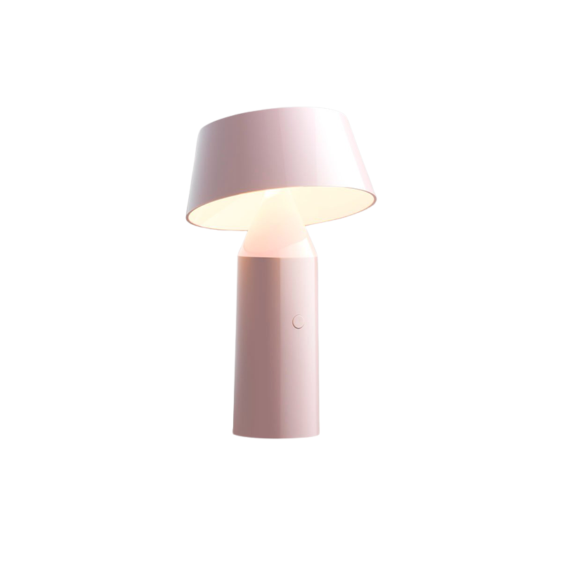 The Bicoca Portable Table Lamp from Marset in pale pink.