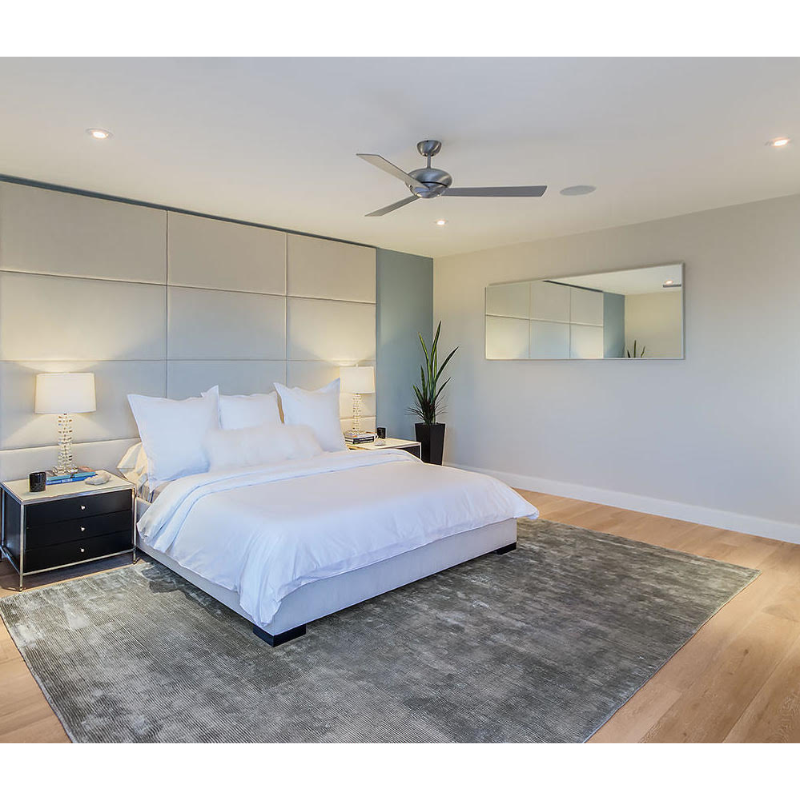 The Altus ceiling fan from Modern Fan Co. in a bedroom.