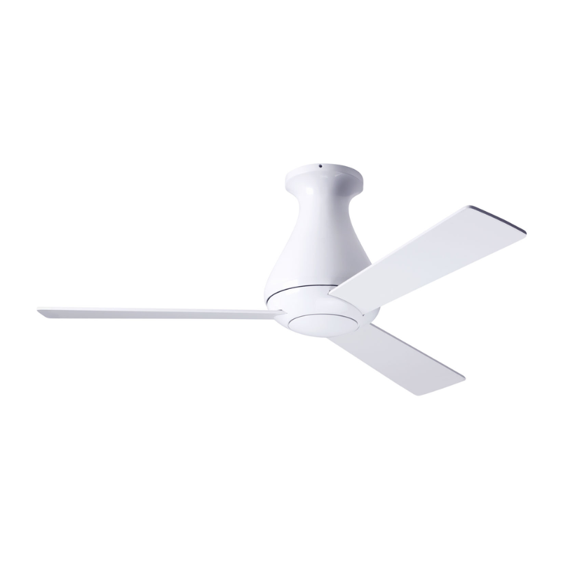 The 42" size of the Altus Flush from Modern Fan Co. with a gloss white body, and white color blades.