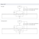 The dimensions for the Altus LED - 52" by The Modern Fan Co.