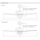 The dimensions for the Arbor DC LED - 54" ceiling fan by Modern Fan Co. 