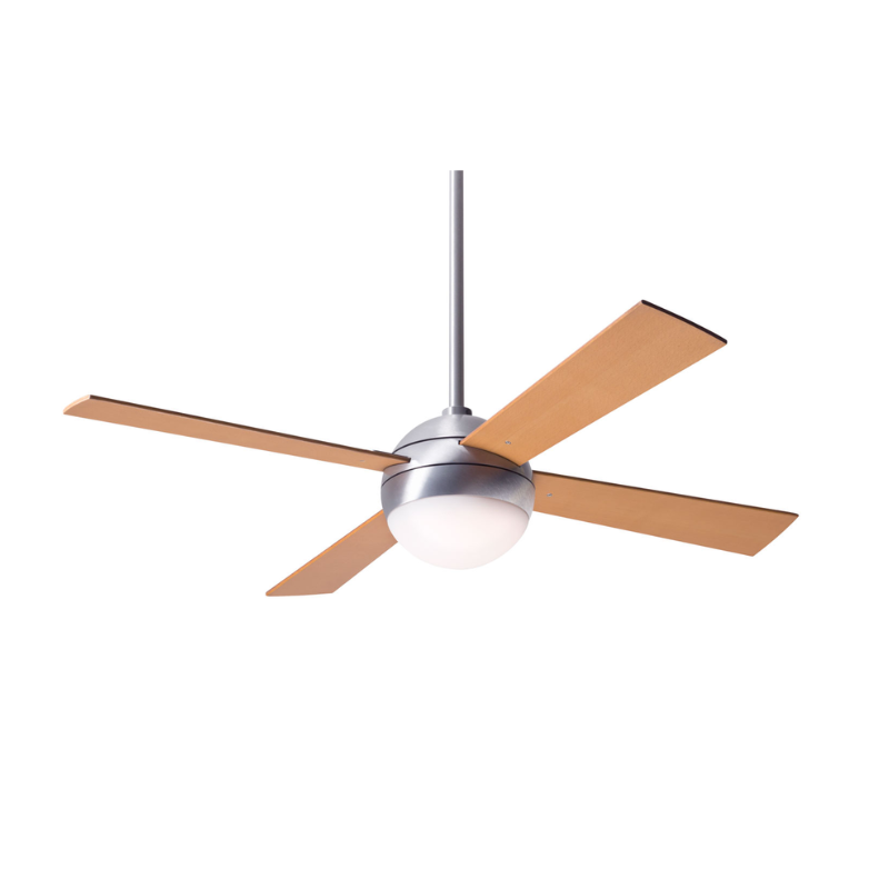 The Ball LED - 42" by Modern Fan Co in brushed aluminum with maple blades.