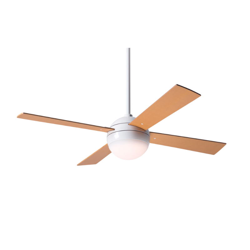 The Ball LED - 42" by Modern Fan Co in gloss white with maple blades.