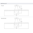The dimensions for the Ball Flush ceiling fan from the Modern Fan Co. 