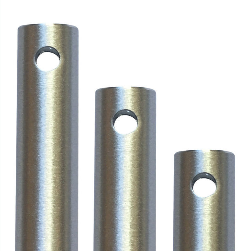 A standard down rod from The Modern Fan Co. in brushed aluminum finish.