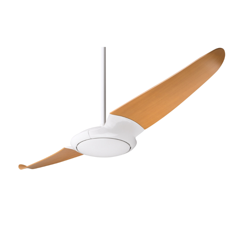 The gloss white body with maple blades IC/Air2 DC - 56″ from Modern Fan Co.