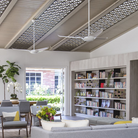 The IC/Air3 DC - 56″ from Modern Fan Co. in a dining room and lounge area.
