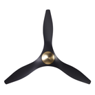 The satin brass and matte black IC/Brisa DC - 56″ from Modern Fan Co. in a view from the bottom.