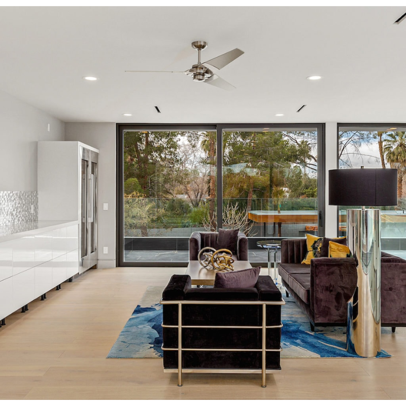 The Torsion 20W LED—62" in a living room from Modern Fan Co.