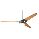 The Torsion 20W LED is 62" with the bright nickel body and maple blades from Modern Fan Co.