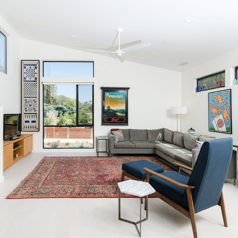 The Torsion - 62" from Modern Fan Co. in a living room.