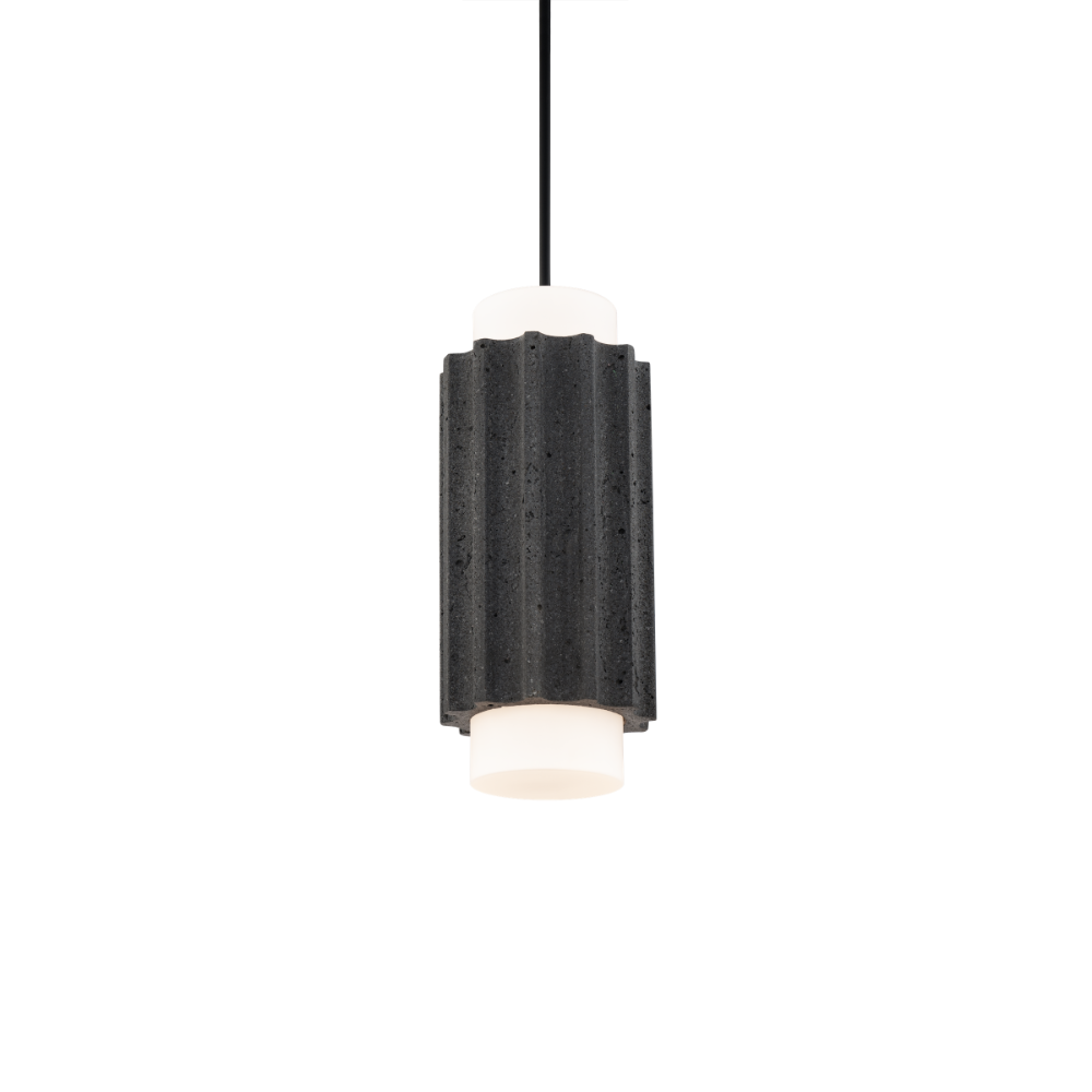 The basalt stone and black Caviar Pendant Light from Modern Forms.