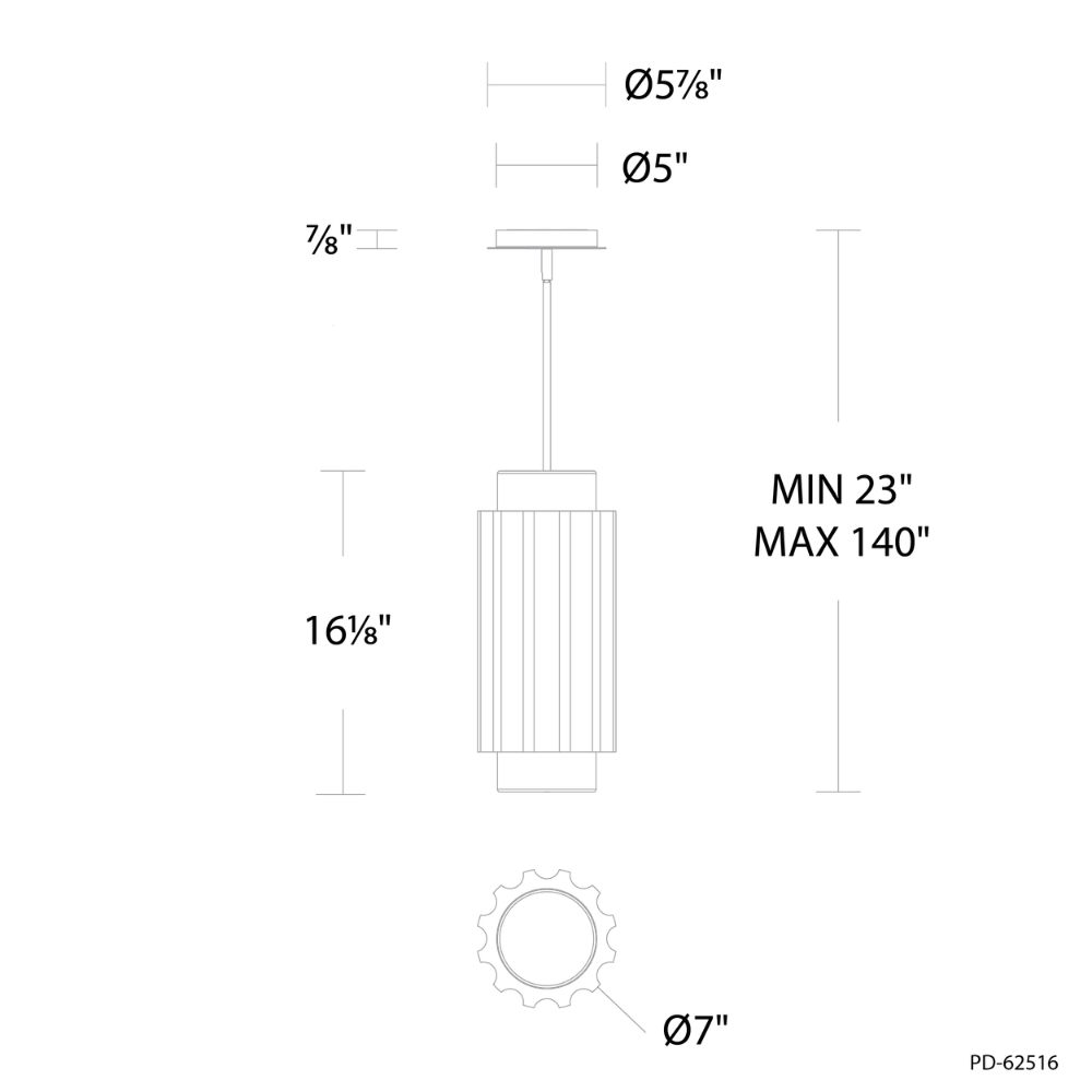 The dimensions of the Caviar Pendant Light from Modern Forms. all-groups