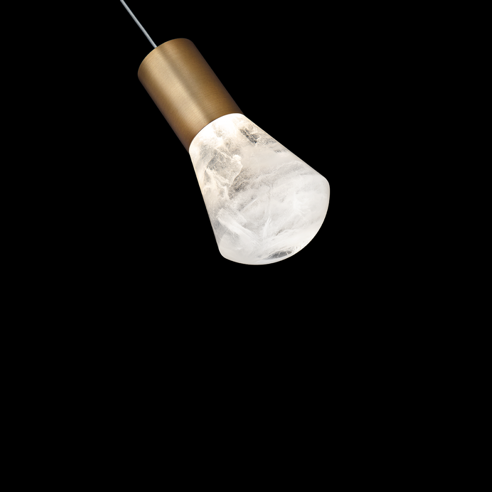 The aged brass Plum Pendant Light from Modern Forms close up.