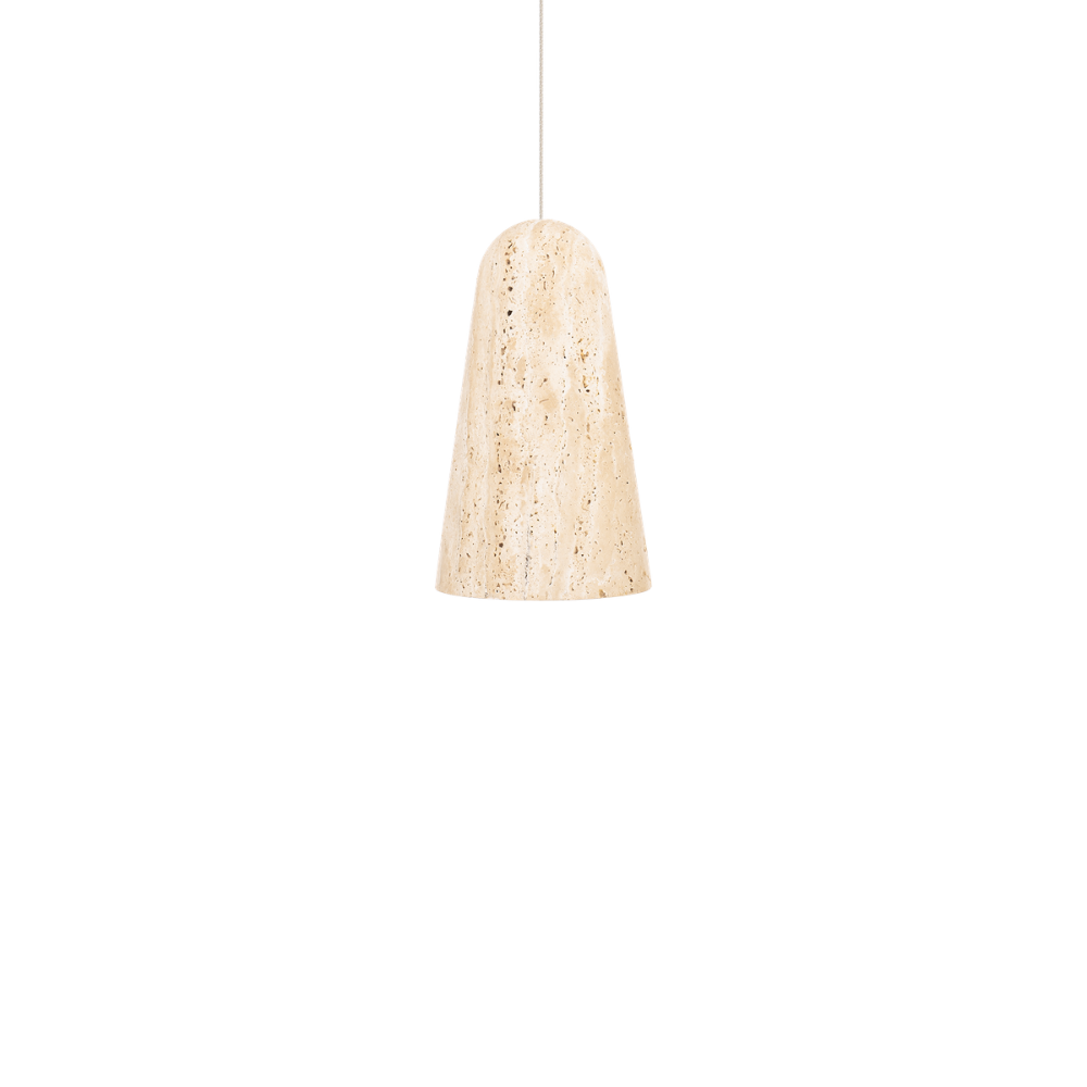 The beige travertine and aged brass Pompeii Pendant Light from Modern Forms.