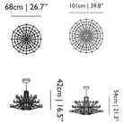 The dimensions for the Coppélia Suspended small and large from Moooi. all-groups