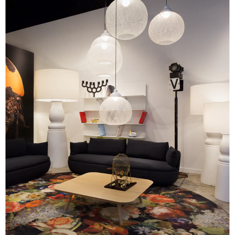 The Farooo from Moooi in a family space showing the small, medium and large size options. all-groups