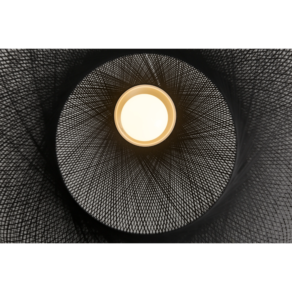 Close-up of the interior of the shade of the Non Random Pendant by Moooi in black.