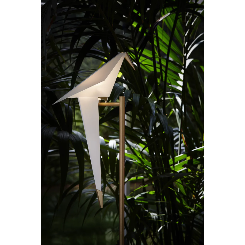 The Perch Floor Lamp from Moooi in a living space with plants.