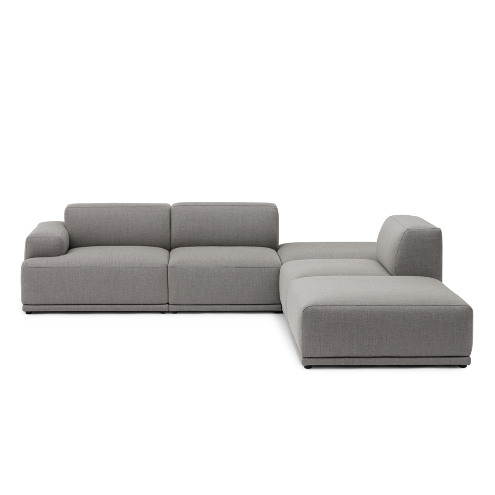 The open corner configuration Connect Soft Modular Sofa Corner from Muuto with Re-Wool 128 fabric upholstery.