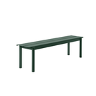 The medium dark green Linear Steel Bench from Muuto.
