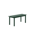 The small dark green Linear Steel Bench from Muuto.