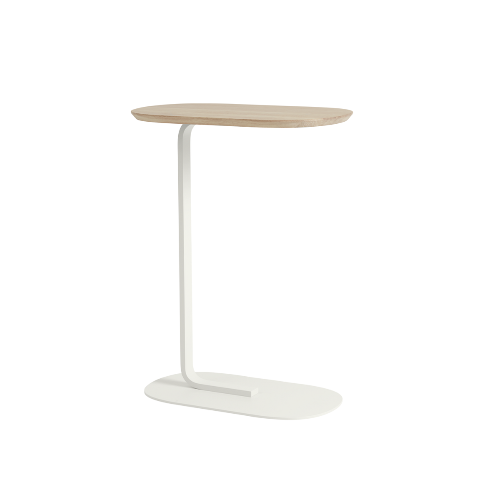 The 29 inch solid oak and off-white Relate Side Table from Muuto.