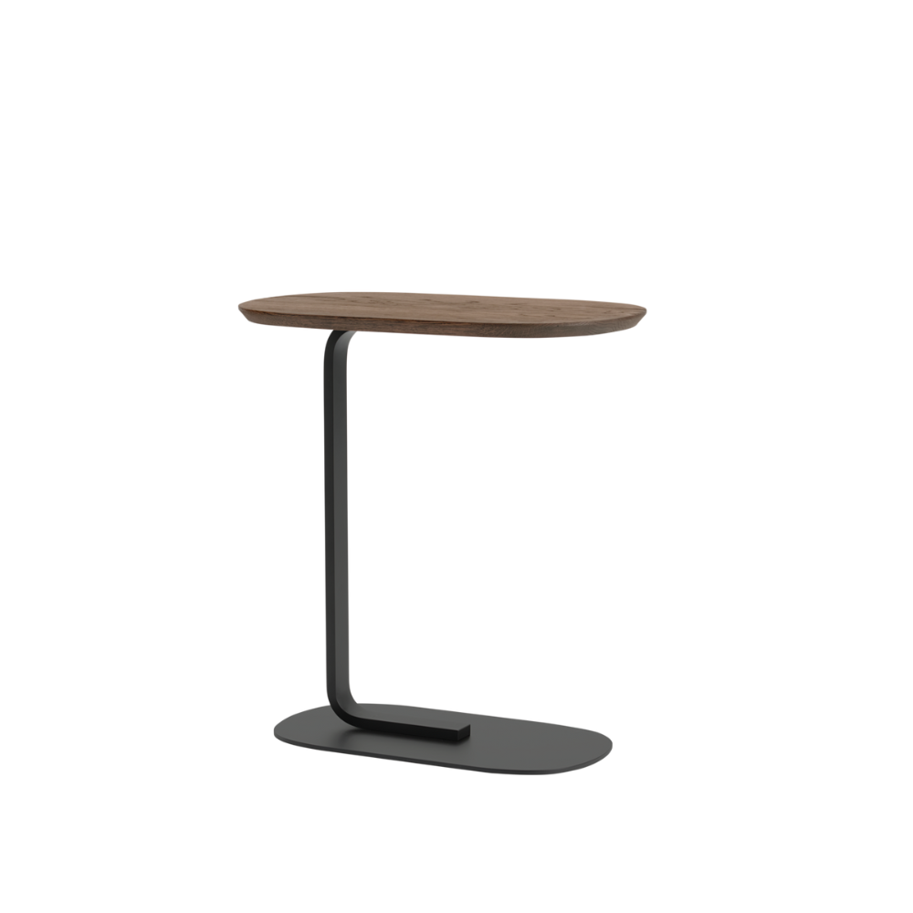 The 23 inch solid smoked oak and black Relate Side Table from Muuto.
