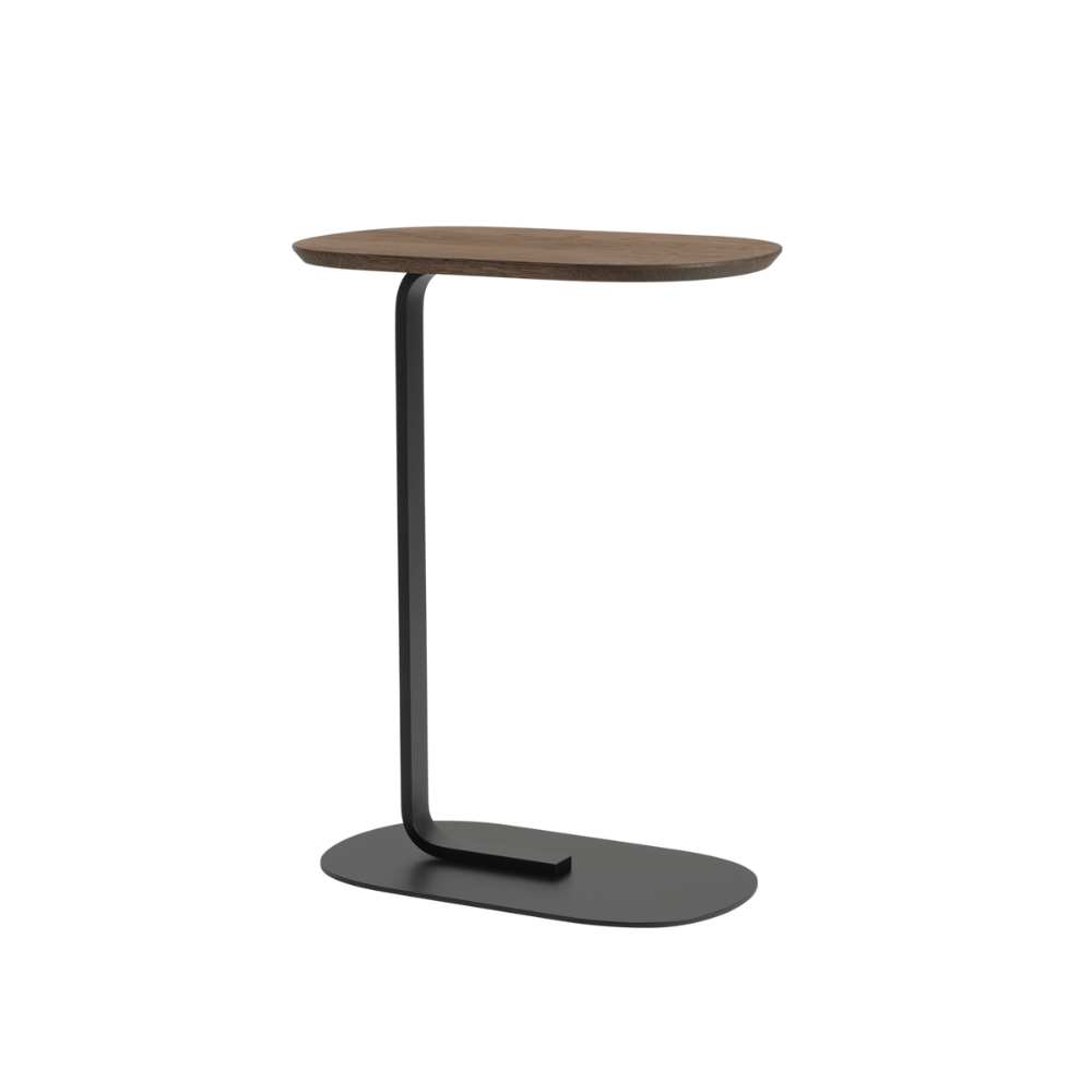 The 29 inch solid smoked oak and black Relate Side Table from Muuto.