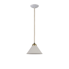 The small satin brass Cobb Pendant from Original BTC in a studio.